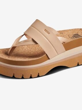 Reef Women's Beige Platform Cork Thong Sandal